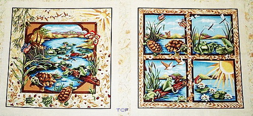 Turtles Frogs 4 Pillow Panels